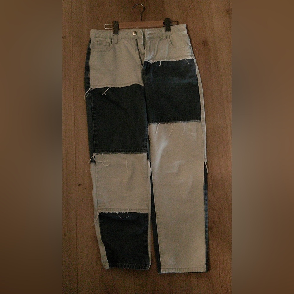 High Rise Patchwork Mom Jeans